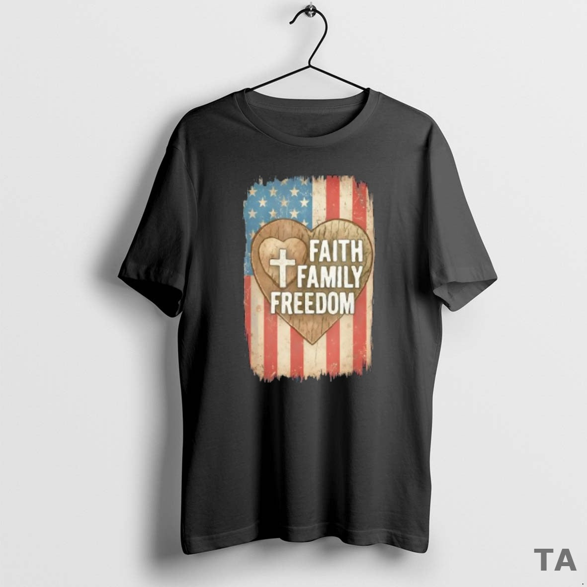 Top Faith Family Freedom Patriotic Christian Cross Usa Flag T Shirt Sweater