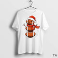 Top Football Snowman With Santa Hat Christmas T Shirt Sweater
