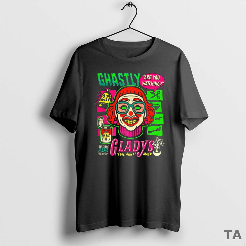 Top Ghastly Gladys Evil Aunt Mask Are You Watching Halloween T Shirt Sweater