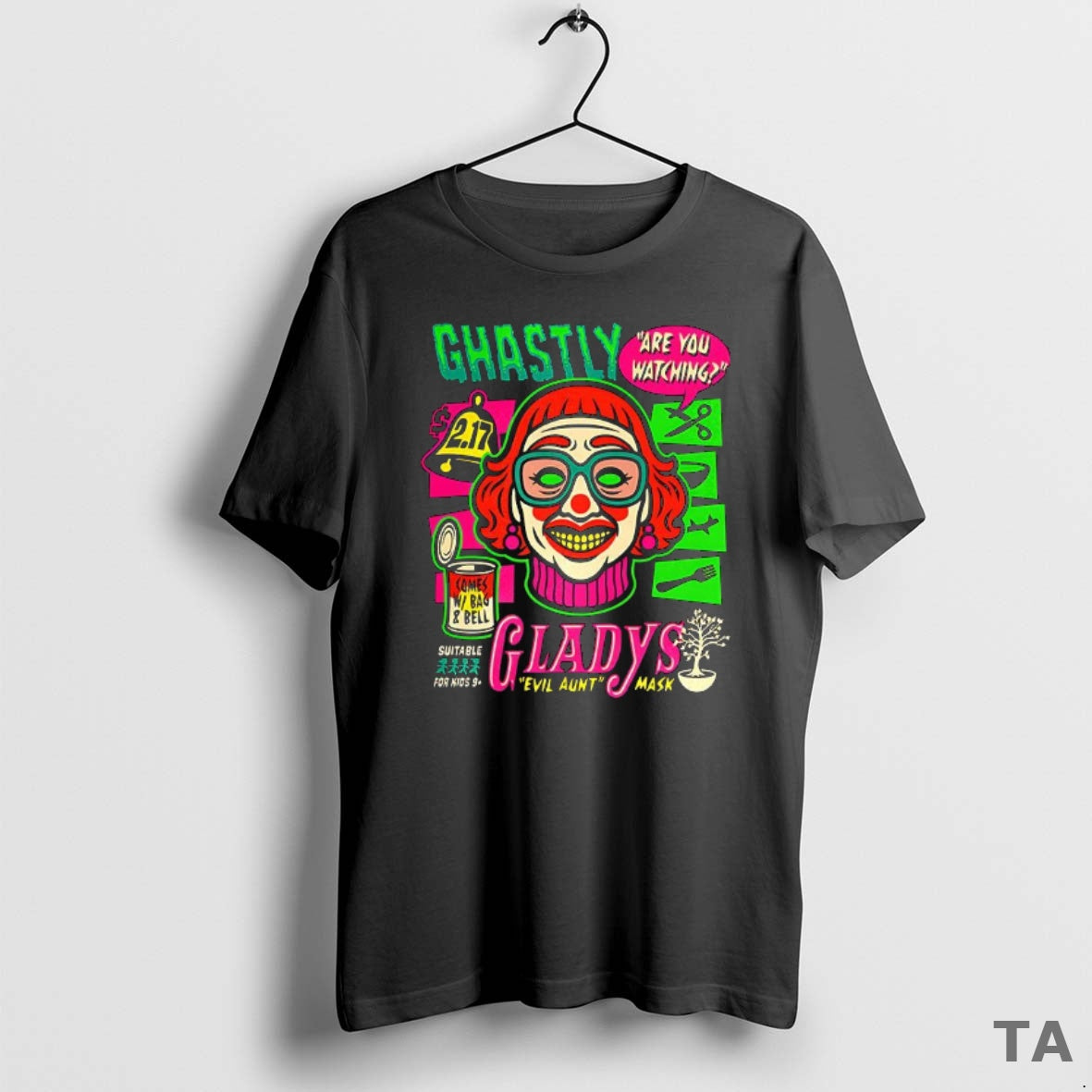 Top Ghastly Gladys Evil Aunt Mask Are You Watching Halloween T Shirt Sweater