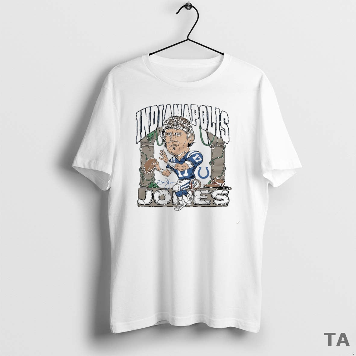 Top Indianapolis Colts Daniel Jones Caricature Signature Circle T Shirt Sweater