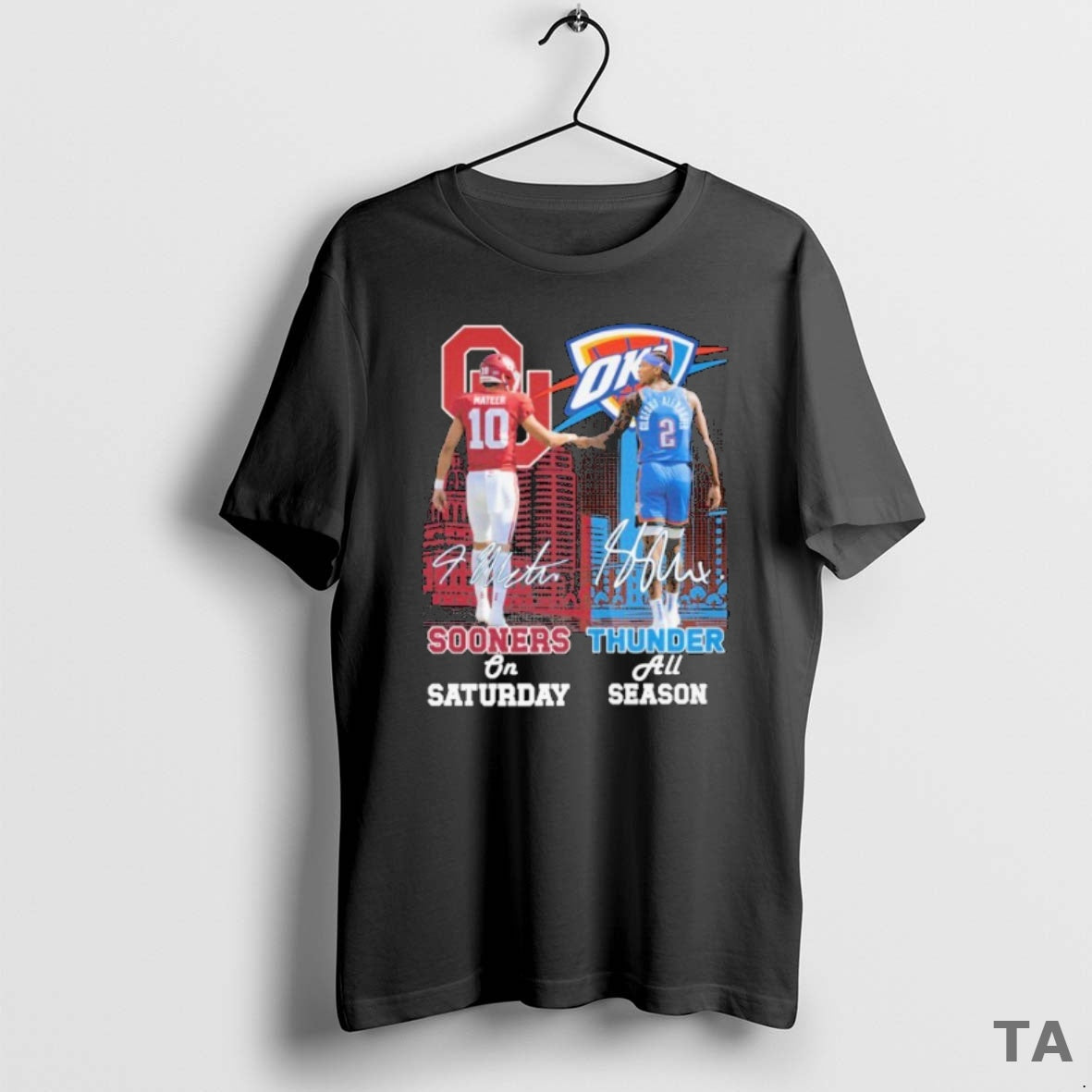 Top John Mateer And Shai Gilgeous Alexander Oklahoma Sooners On Oklahoma City Thunder Thunder All