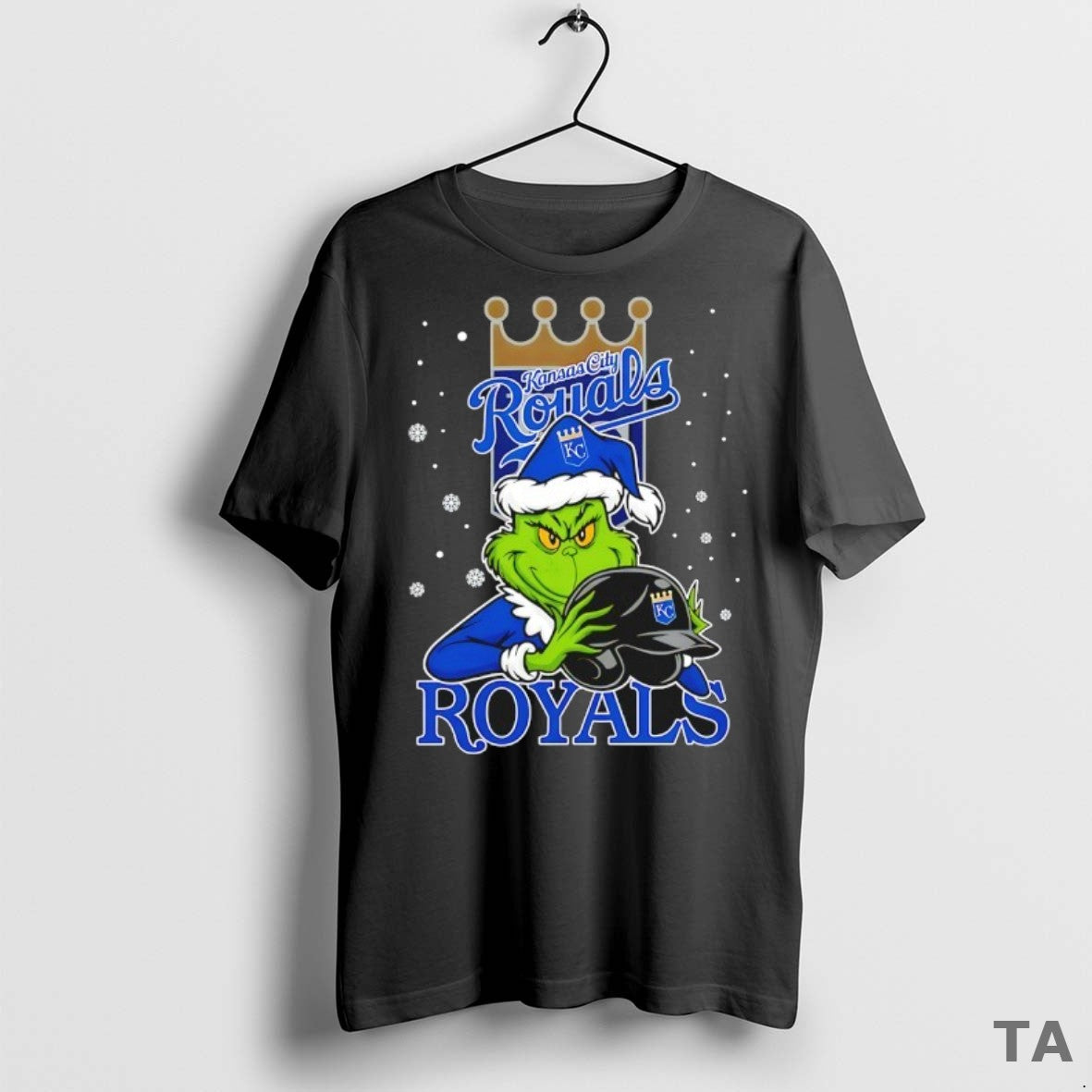 Top Kansas City Royals Baseball Grinch Holding Helmet Christmas T Shirt Sweater