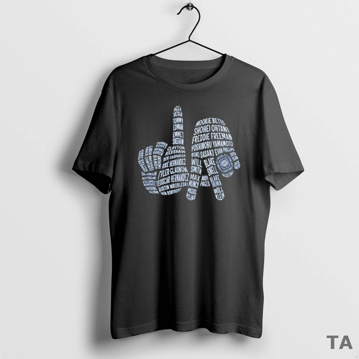 Top La Dodgers 2025 Champs Hand Sign T Shirt Sweater