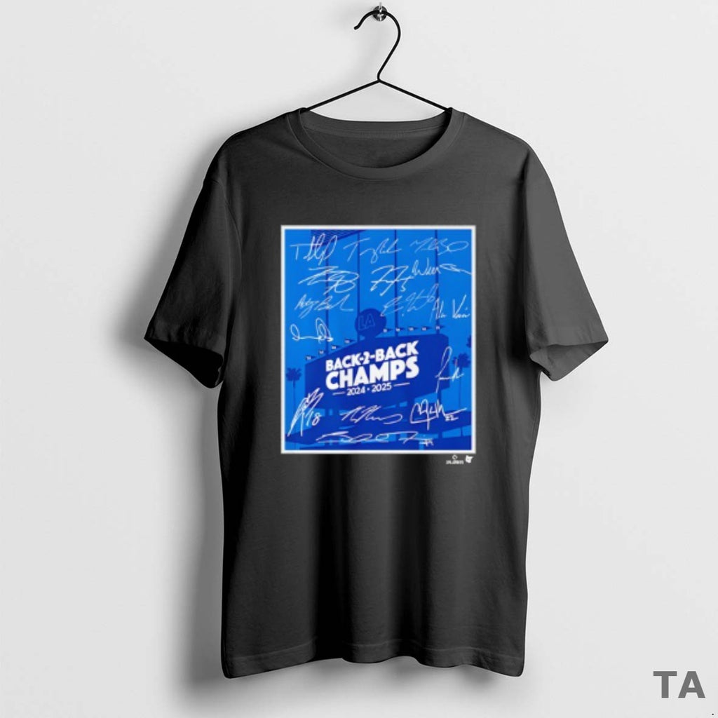 Top Los Angeles Baseball Back To Back Champs Signatures T Shirt Sweater