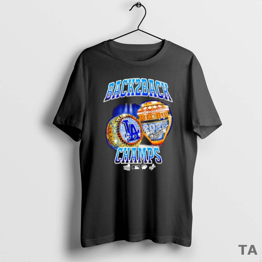 Top Los Angeles Dodgers Back 2 Back Champs Ring T Shirt Sweater