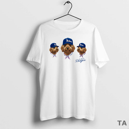 Top Los Angeles Dodgers Three Dogs Circle T Shirt Sweater