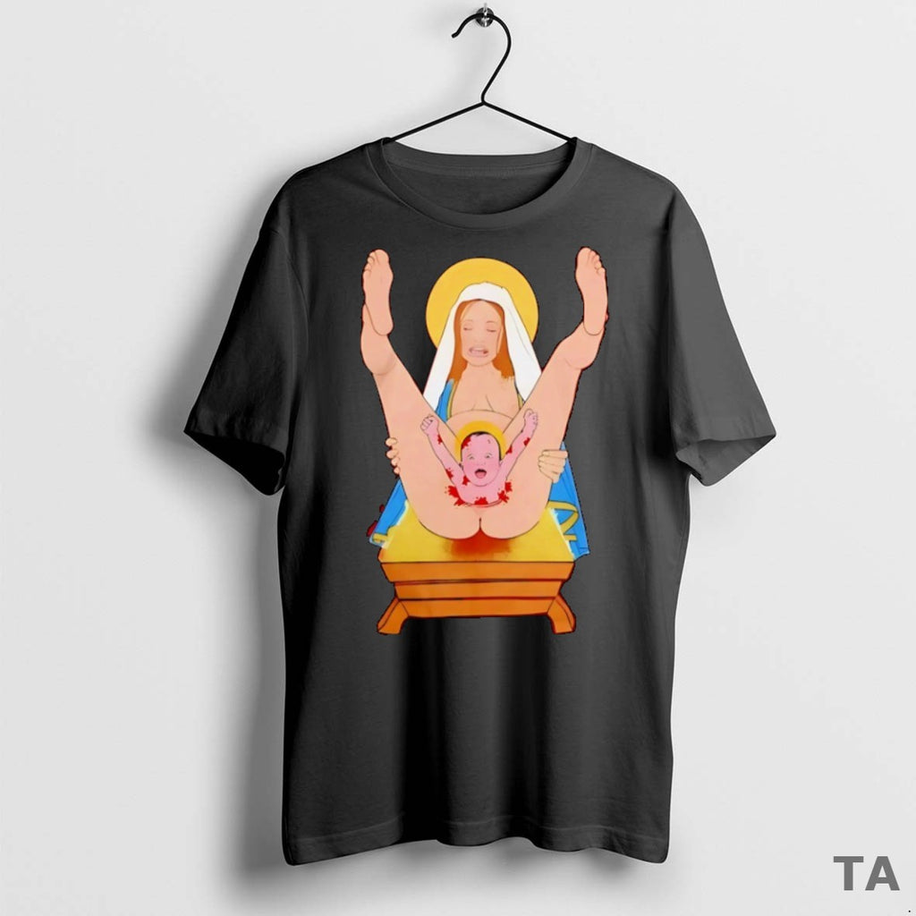 Top Mary Jesus Christ Was Born Christmas T Shirt Sweater