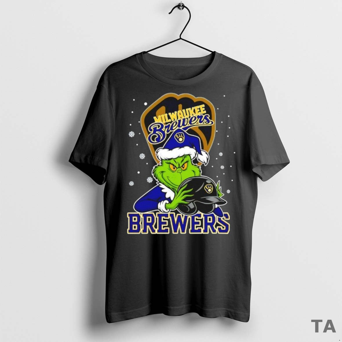 Top Milwaukee Brewers Baseball Grinch Holding Helmet Christmas T Shirt Sweater