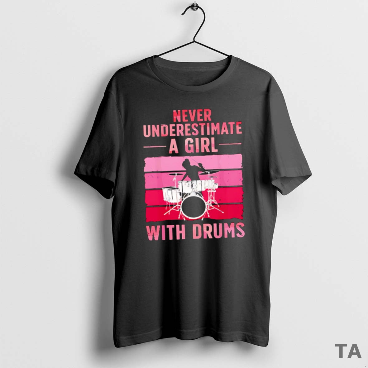 Top Never Underestimate A Girl With Drums Vintage Pink T Shirt Sweater