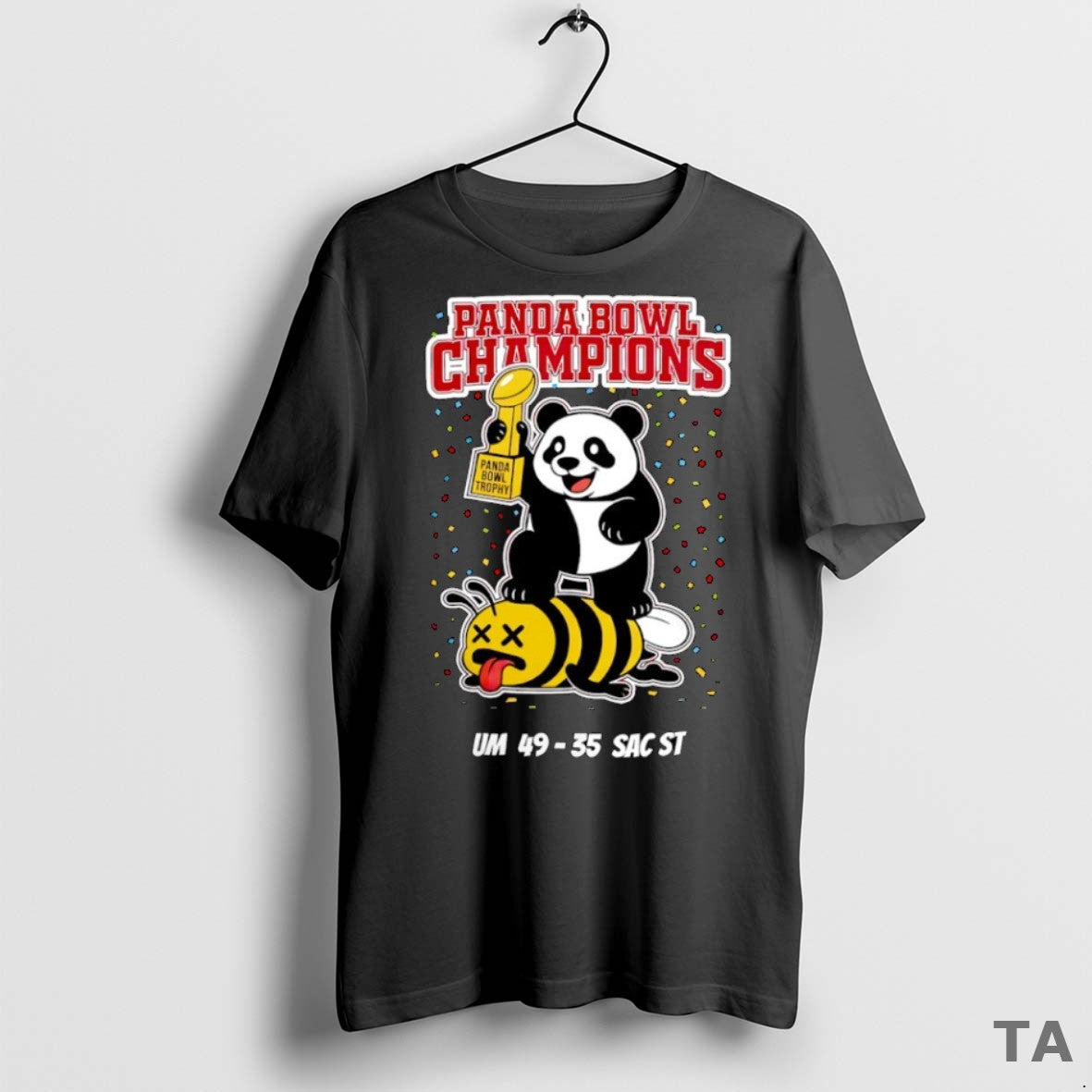 Top Panda Bowl Champions Panda Bee Mascot Score T Shirt Sweater