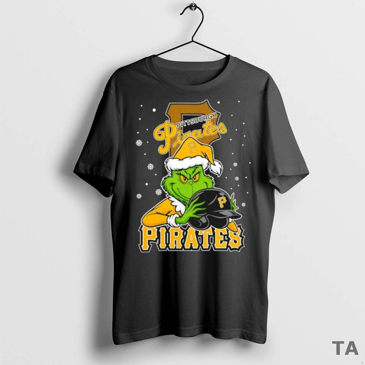 Top Pittsburgh Pirates Baseball Grinch Holding Helmet Christmas T Shirt Sweater