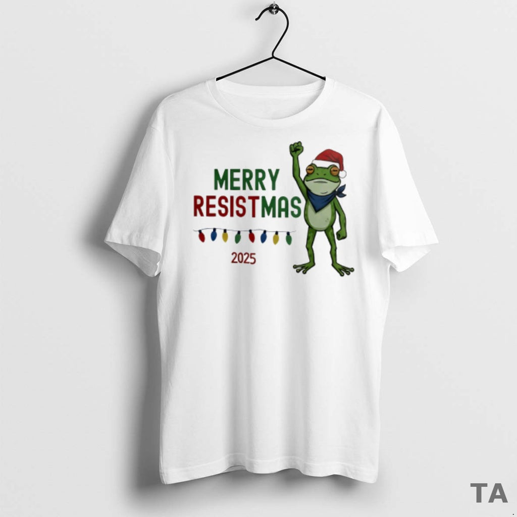 Top Portland Frog Merry Resistmas 2025 Christmas T Shirt Sweater