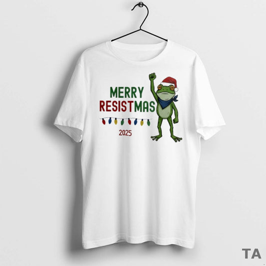 Top Portland Frog Merry Resistmas 2025 Christmas T Shirt Sweater