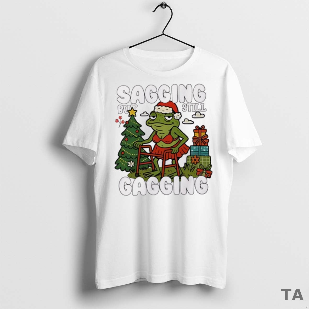 Top Premium Frog Sagging But Still Gagging Christmas T Shirt Sweater