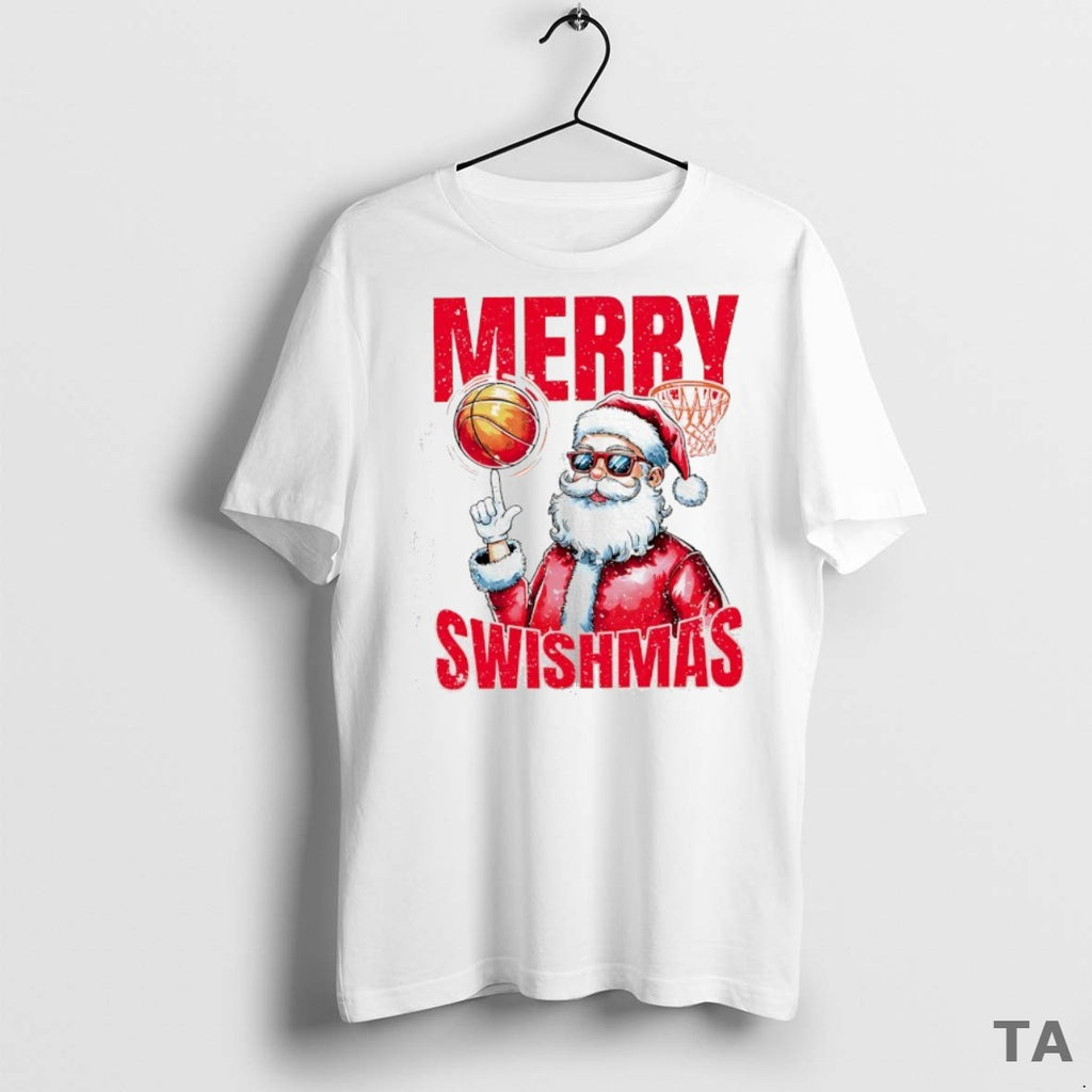 Top Santa Basketball Player Merry Swishmas Christmas T Shirt Sweater