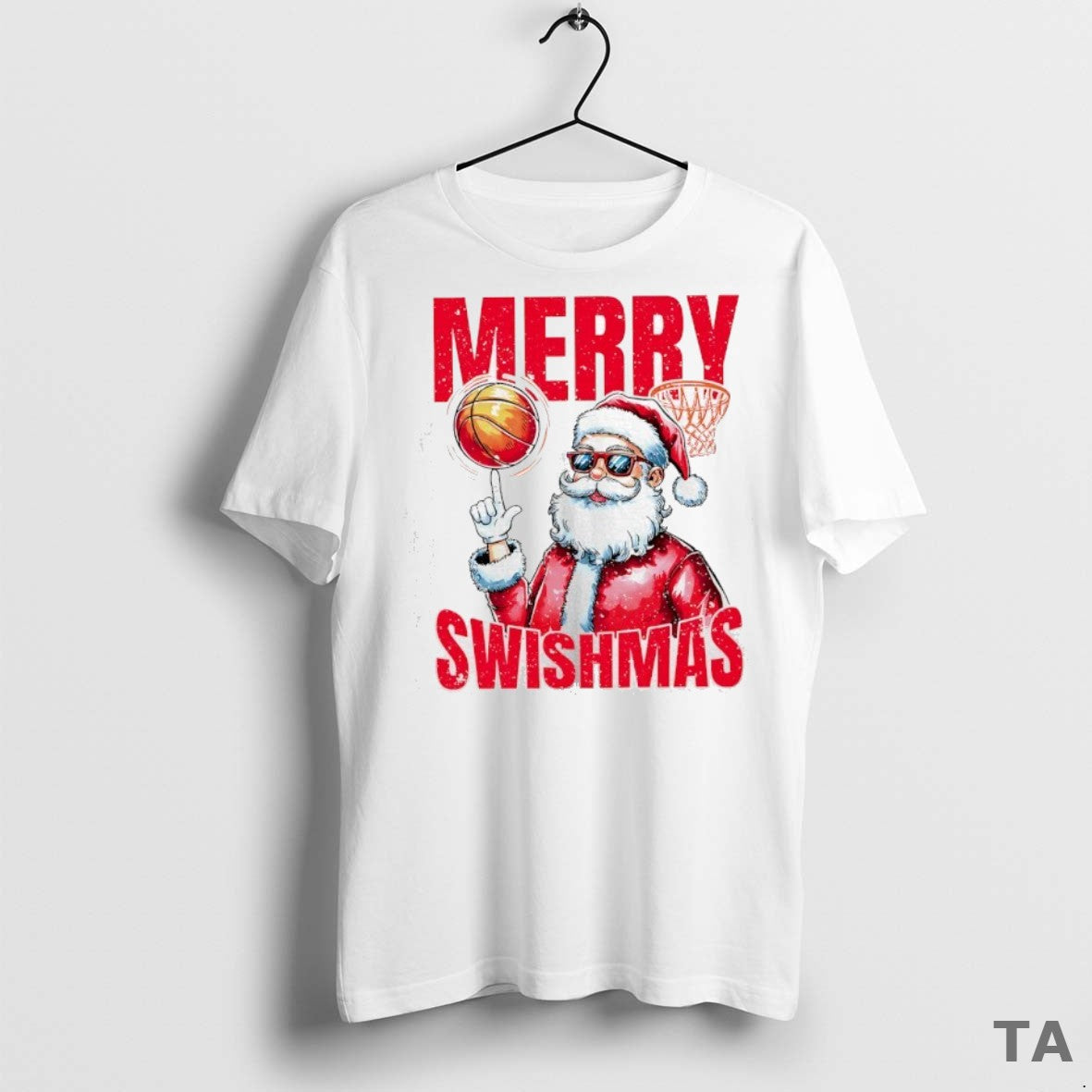 Top Santa Basketball Player Merry Swishmas Christmas T Shirt Sweater