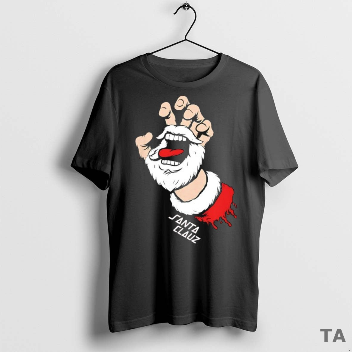 Top Santa Clauz Skate Hand Christmas T Shirt Sweater