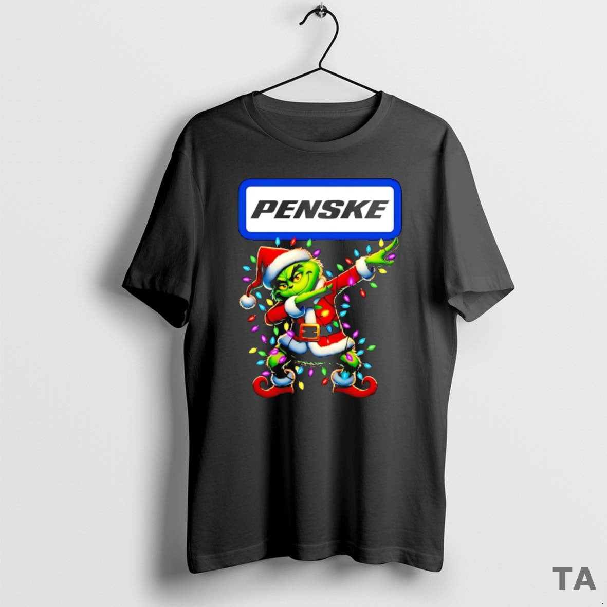 Top Santa Grinch Dabbing Penske Christmas Light T Shirt Sweater
