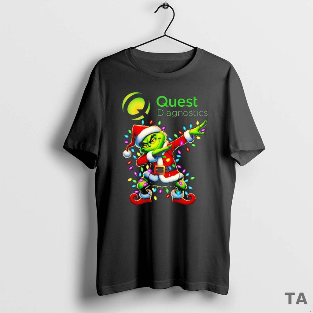 Top Santa Grinch Dabbing Quest Diagnostics Christmas Light T Shirt Sweater