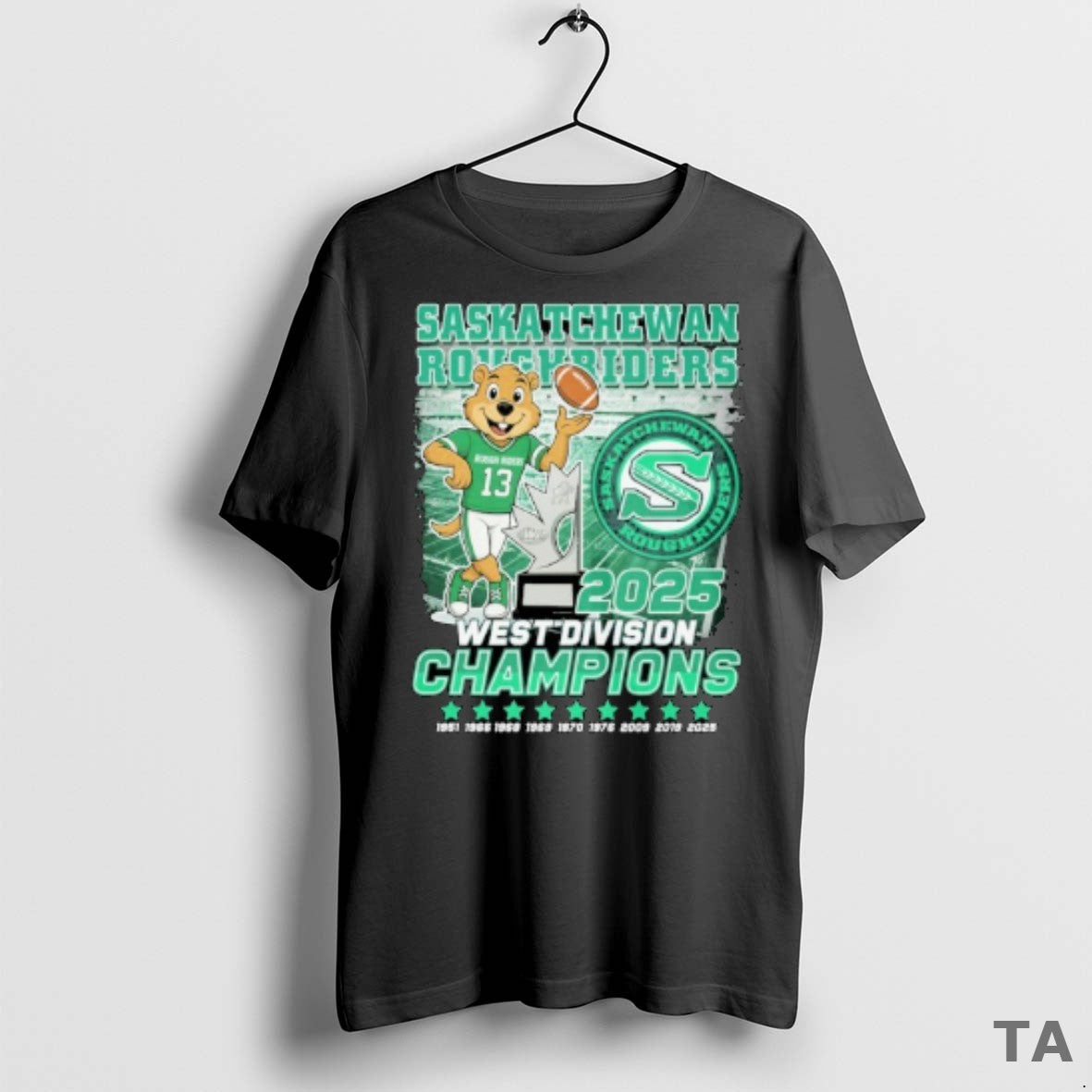 Top Saskatchewan Roughriders West Division 2025 Champions Mascot T Shirt Sweater