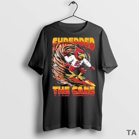 Top Shredded The Cane Louisville Cardinals T Shirt Sweater