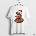 Top Snowman Football Santa Hat Christmas Lights T Shirt Sweater