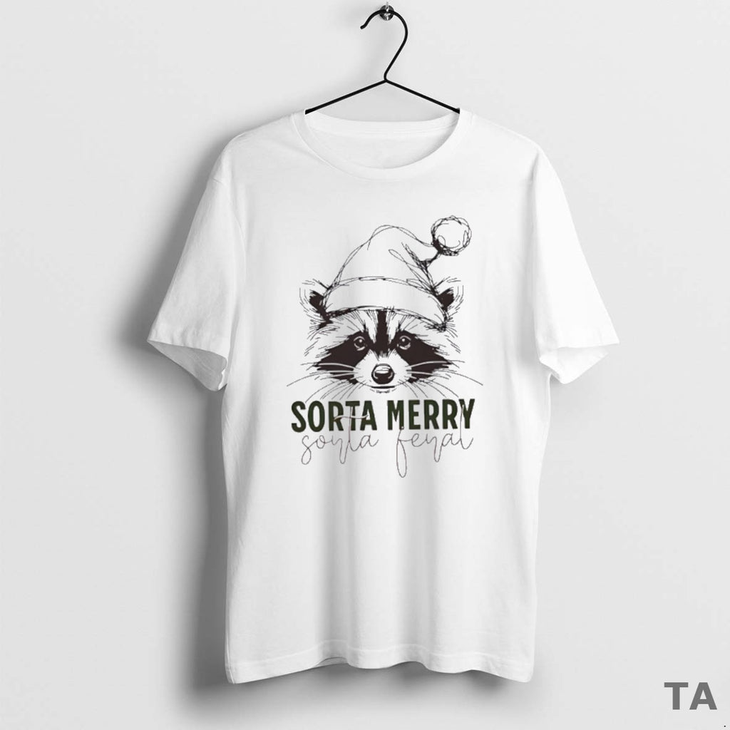 Top Sorta Merry Sorta Feral Raccoon Christmas T Shirt Sweater