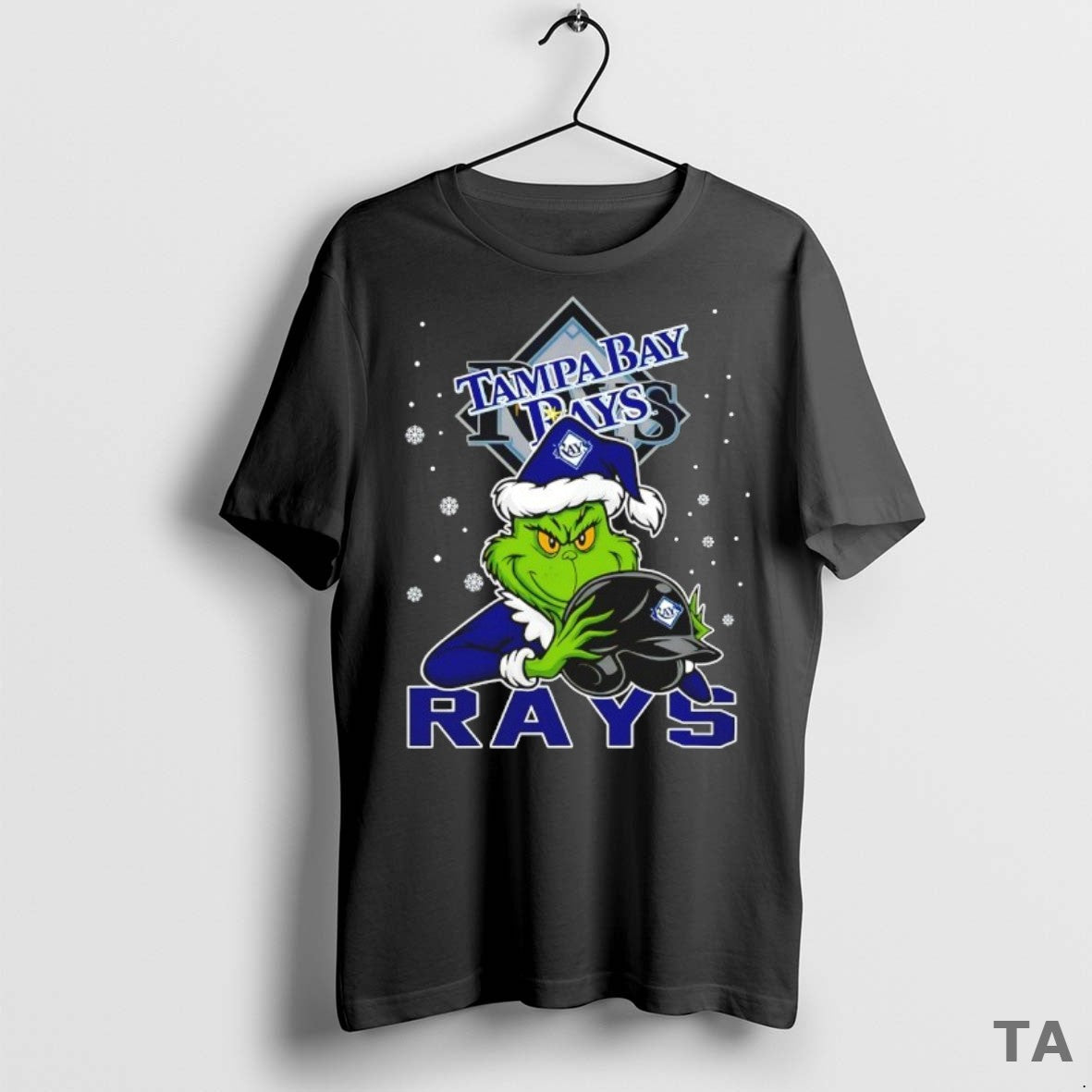Top Tampa Bay Rays Baseball Grinch Holding Helmet Christmas T Shirt Sweater