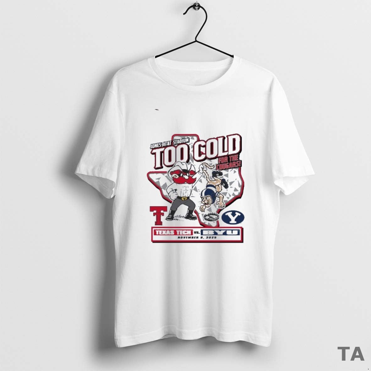 Top Too Cold Gameday Texas Tech Vs Byu November 8 2025 T Shirt Sweater