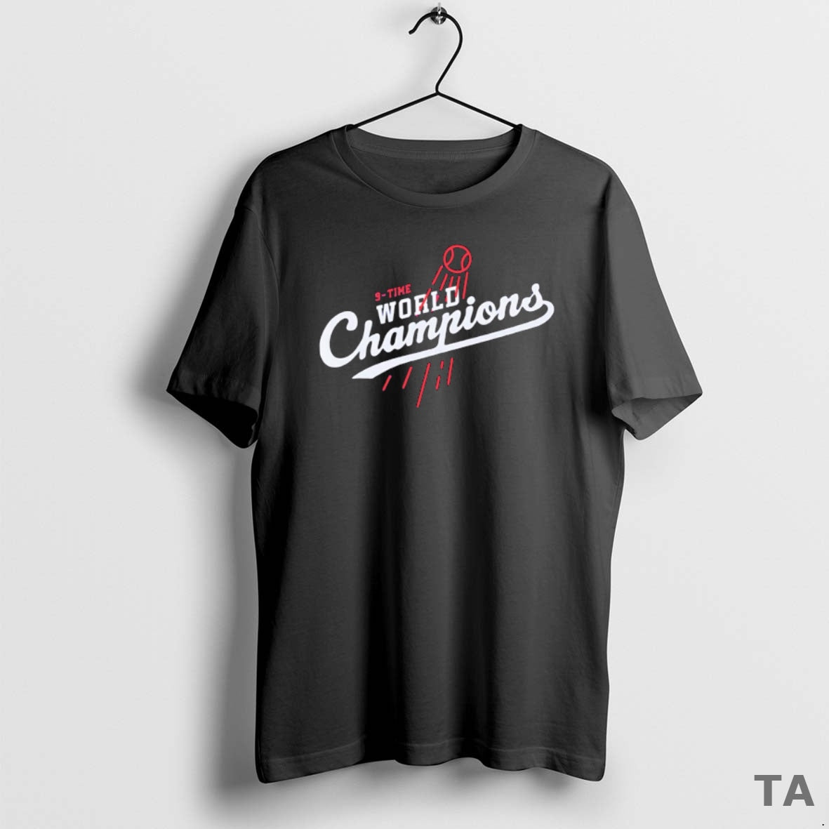 Top Top Los Angeles Dodgers 9 Time World Champions Logo T Shirt Sweater