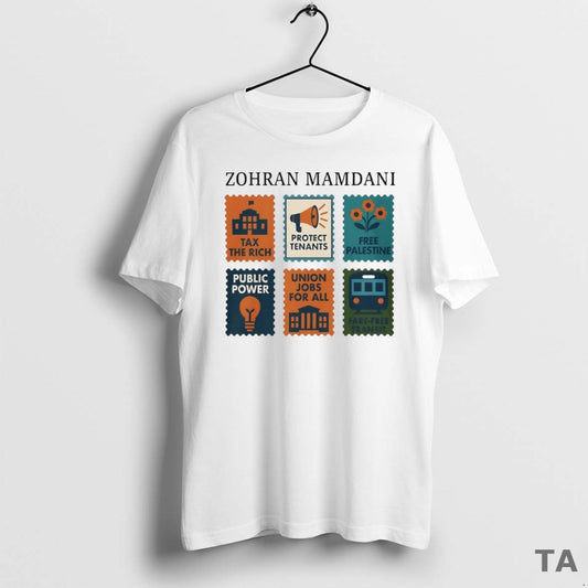 Top Zohran Mamdani Tax The Rich Stamps Circle T Shirt Sweater