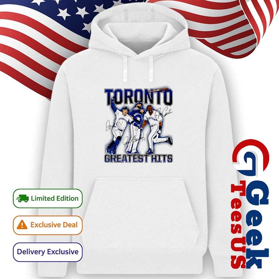Toronto’s Greatest Hits Joe Carter Jose Bautista and George Springer players Blue Jays baseball signature shirt