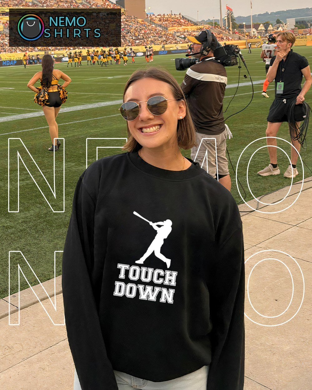 Touch Down baseball player silhouette shirt