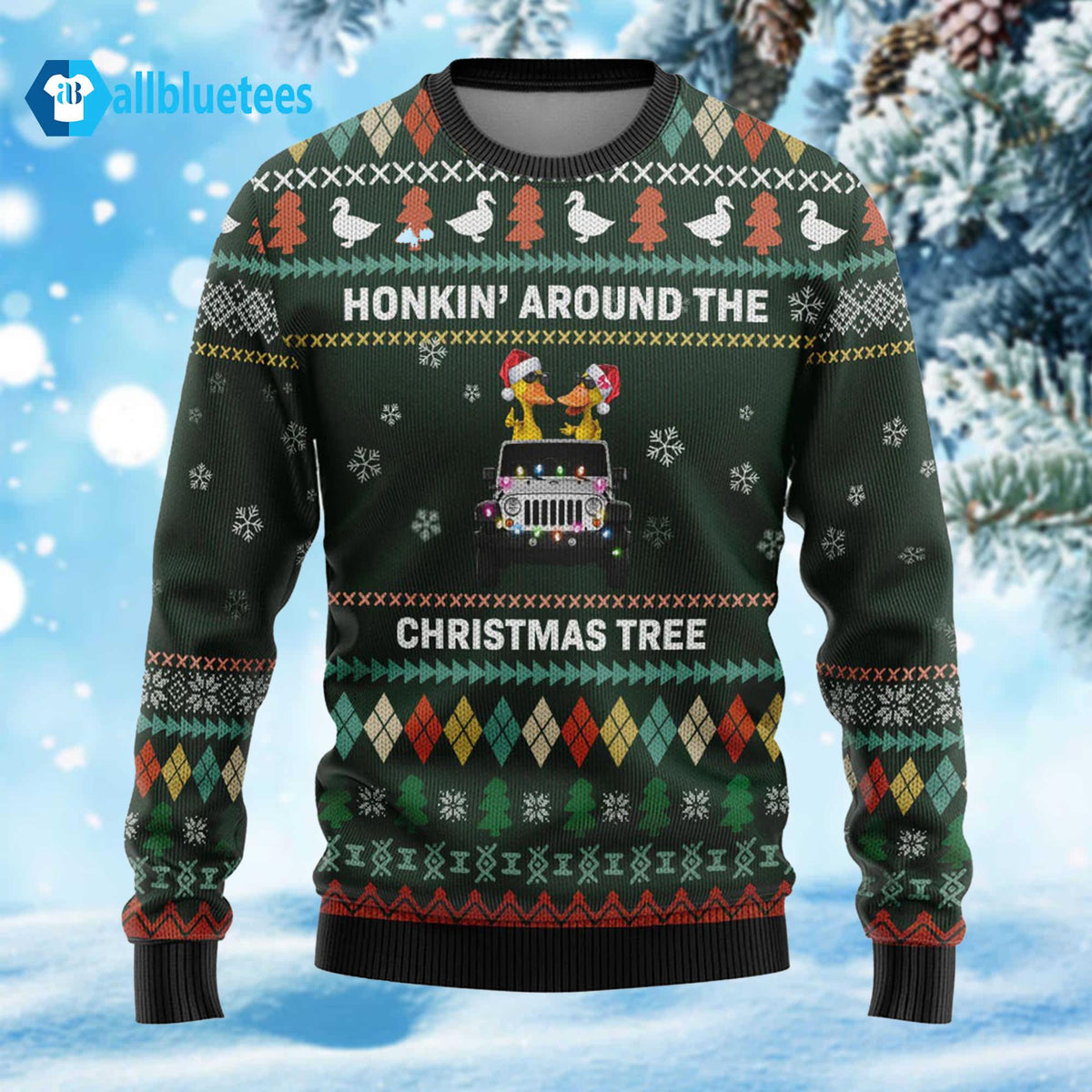 Travelling Duck Honkin’ Around The Christmas Tree Ugly Sweater