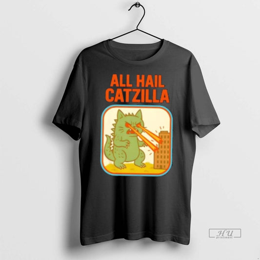 Trending All Hail Catzilla Funny Monster Cat Parody Graphic Tee Shirt Sweater
