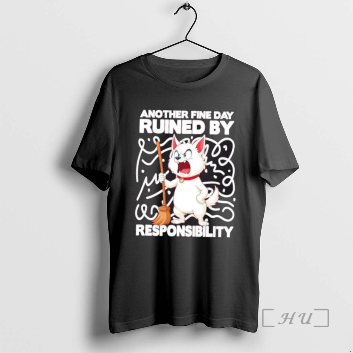 Trending Angry Cat With Broom Another Fine Day Ruined By Responsibility