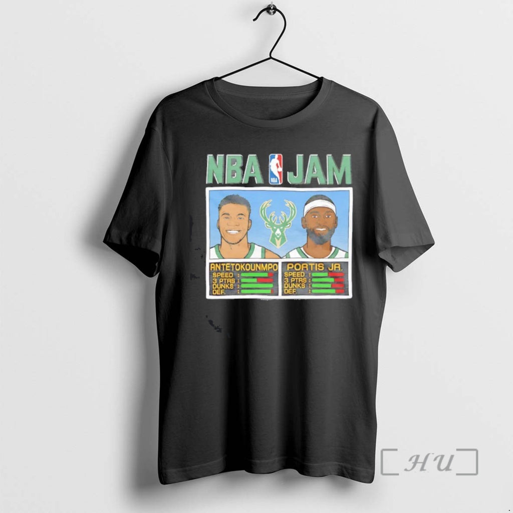 Trending Antetokounmpo And Portis Jr Nba Jam Milwaukee Bucks Tee Shirts Sweater