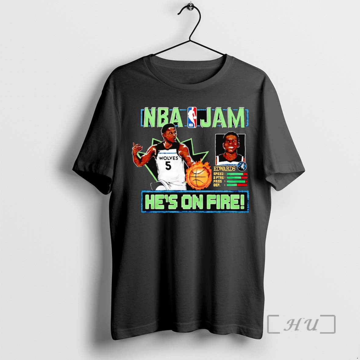 Trending Anthony Edwards Hes On Fire Nba Jam Timberwolves Tee Shirt Sweater