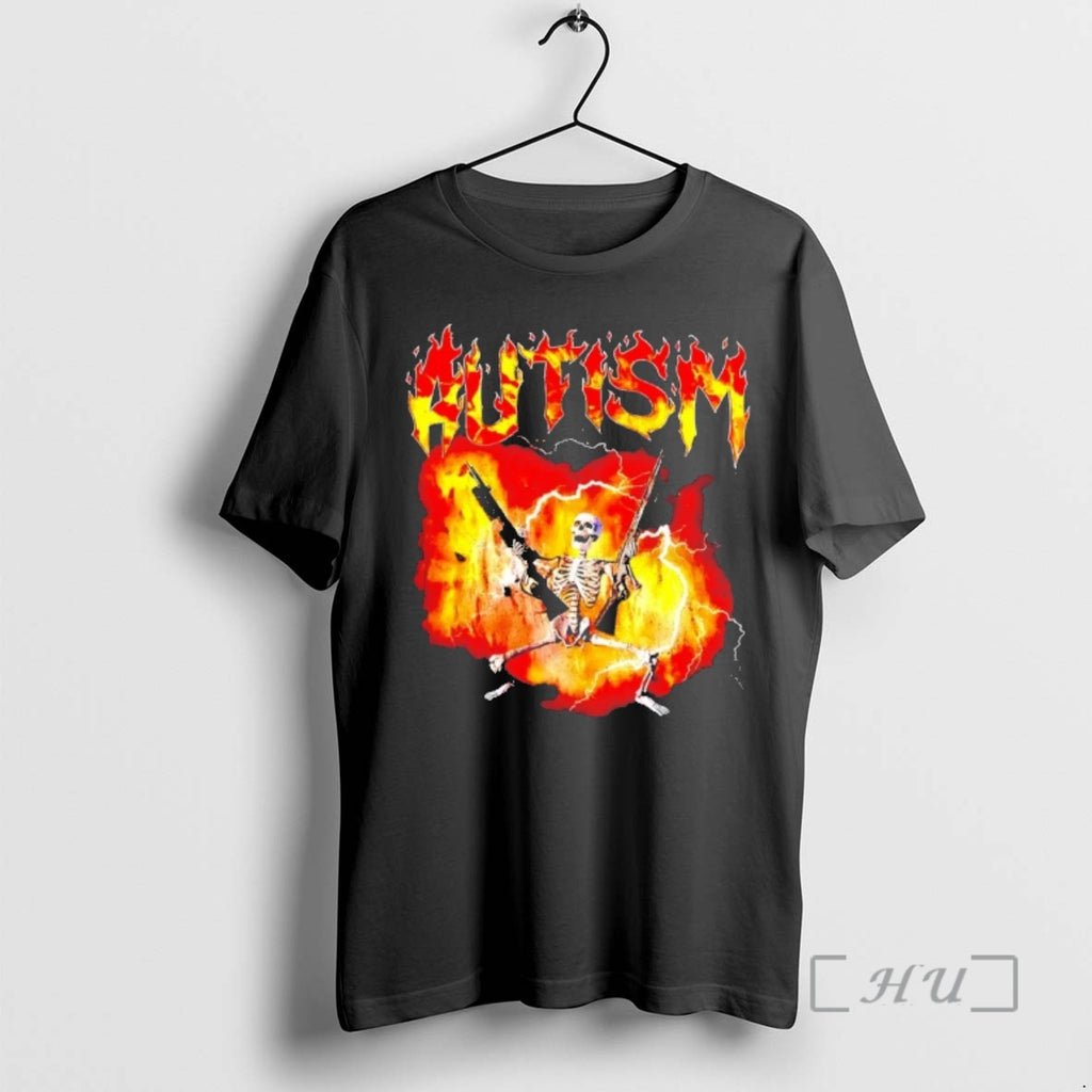 Trending Autistic Skeleton With Gun Funny Premium T Shirt Sweater