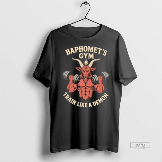 Trending Baphomets Gym Train Like A Demon Funny Occult Workout Graphic Tee Shirt Sweater