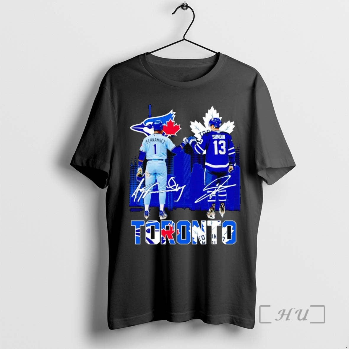 Trending Blue Jays Fernandez And Maple Leafs Sundin Fist Bump Toronto Skyline Tee Shirts Sweater