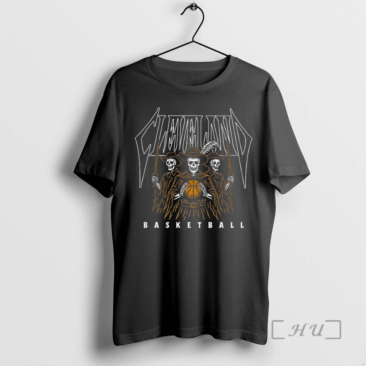Trending Cleveland Cavaliers Basketball Skeletons Halloween Premium T Shirt Sweater