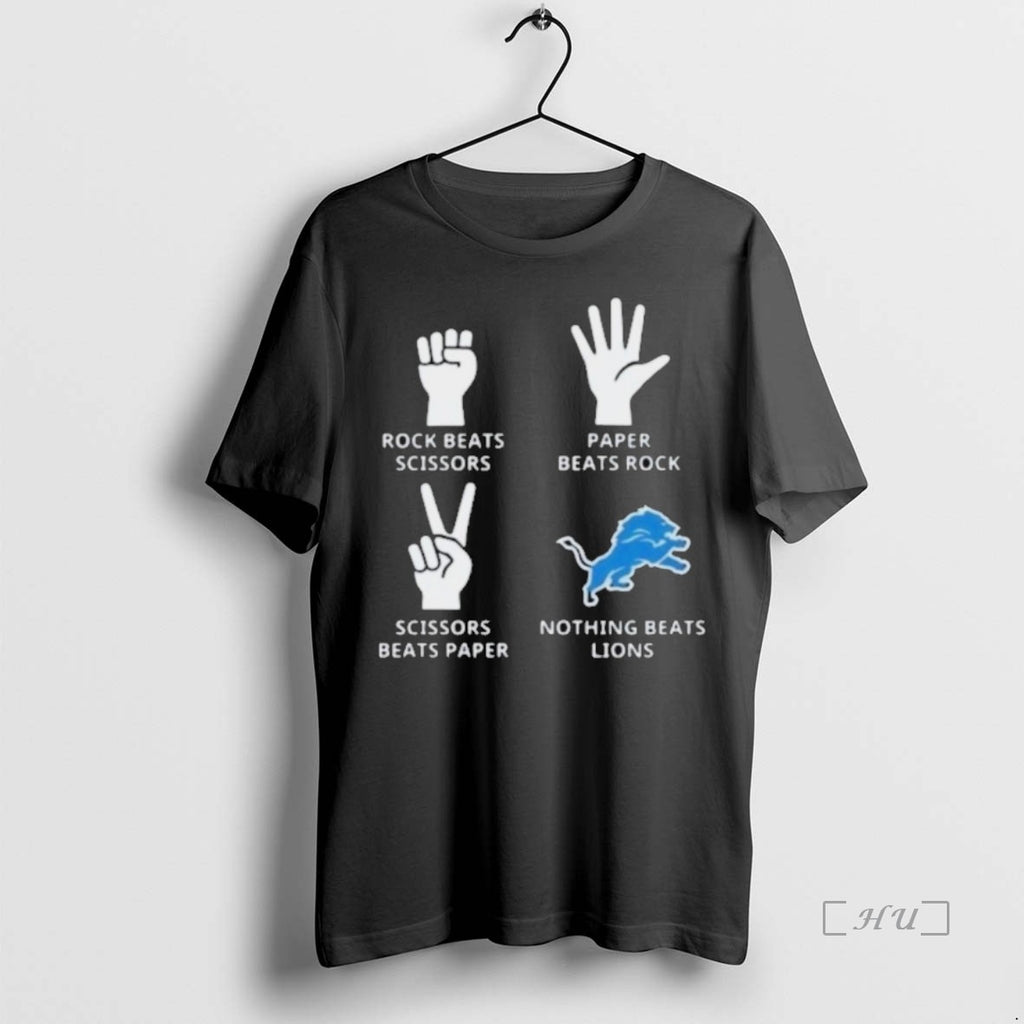 Trending Custom Team Paper Beats Rock Nothing Beats Detroit Lions Logo T Shirt Sweater