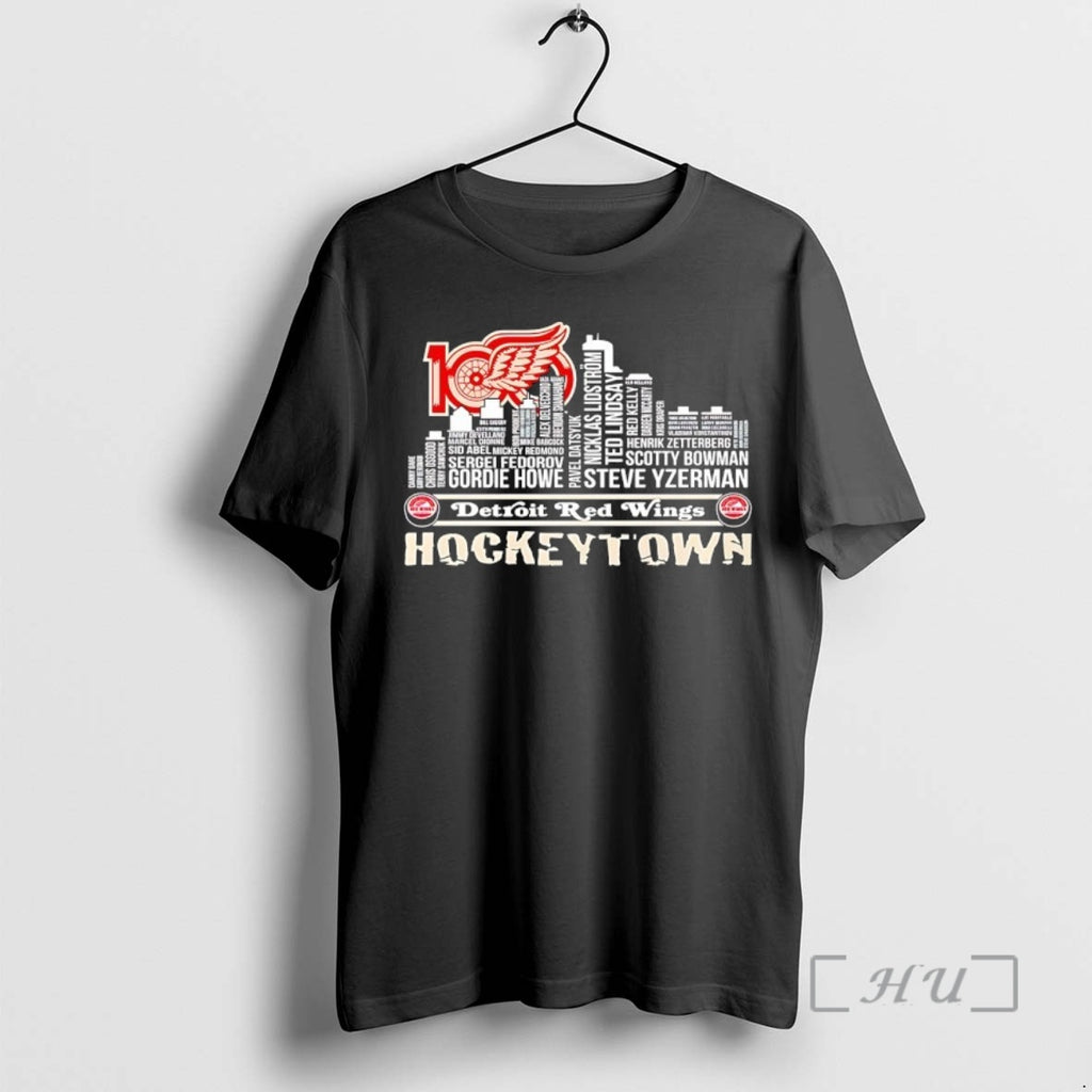Trending Detroit Red Wings Hockey Town Players Name Skyline Premium T Shirt Sweater