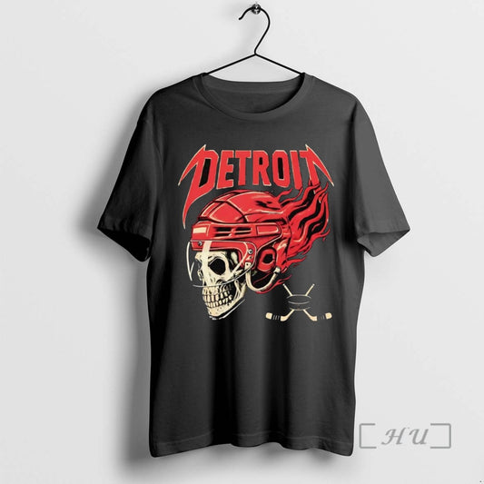Trending Detroit Red Wings Skull Helmet Tee Shirt Sweater