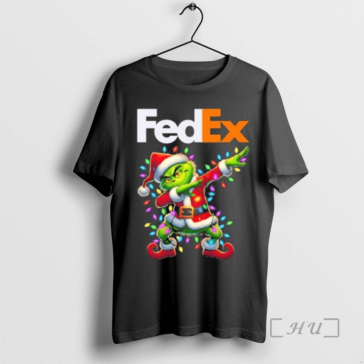 Trending Fedex Logo X Grinch Dabbing Light Christmas Premium T Shirt Sweater