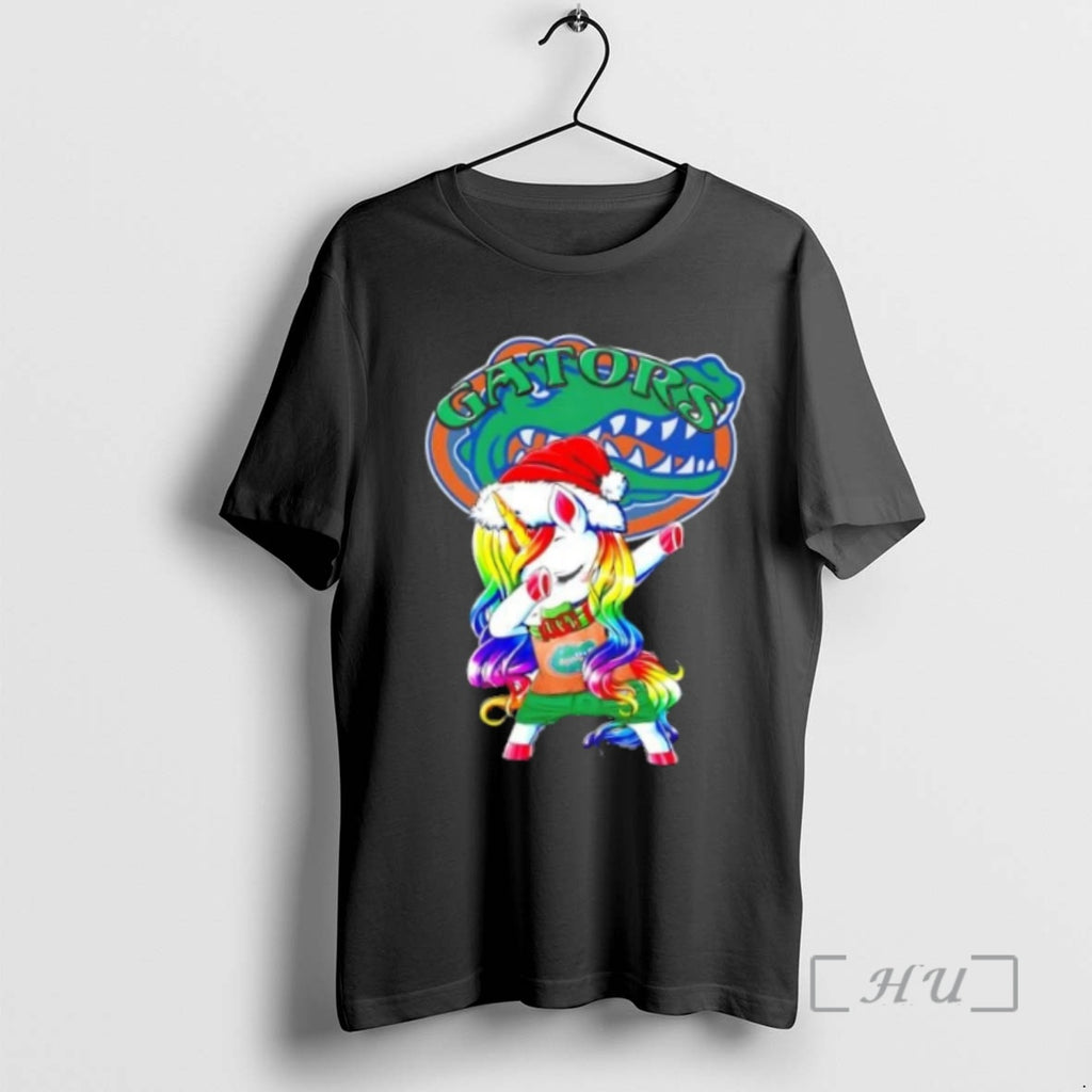 Trending Florida Gators Football X Unicorn Santa Hat Dabbing Merry Christmas Premium T Shirt Sweater