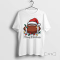 Trending Football With Santa Hat Merry Christmas Tee Shirts Sweater