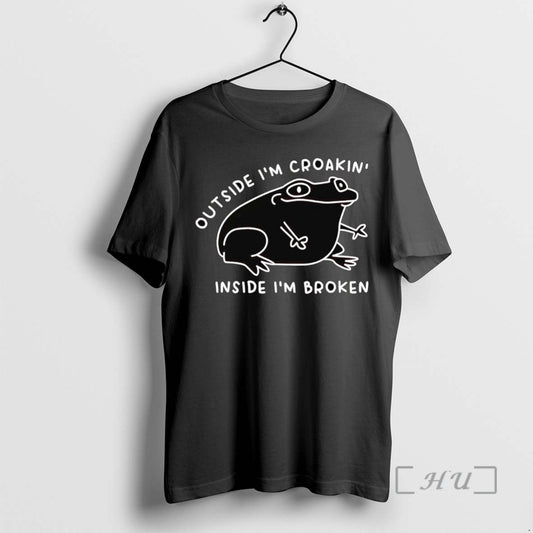 Trending Frog Outside Im Croakin Inside Im Broken Tee Shirt Sweater